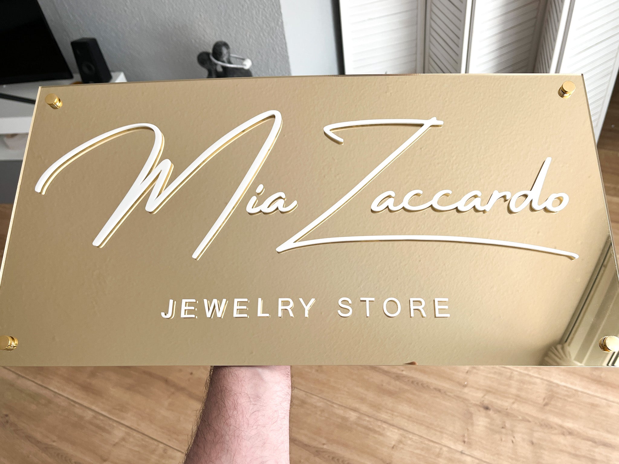 Acrylic Sign for Business Golden Mirrored Logo for -  Israel